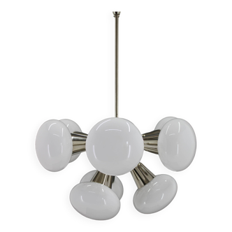 Lustre chromé à 9 flammes Sputnik des années 1970 par Kamenicky Senov, Tchécoslovaquie