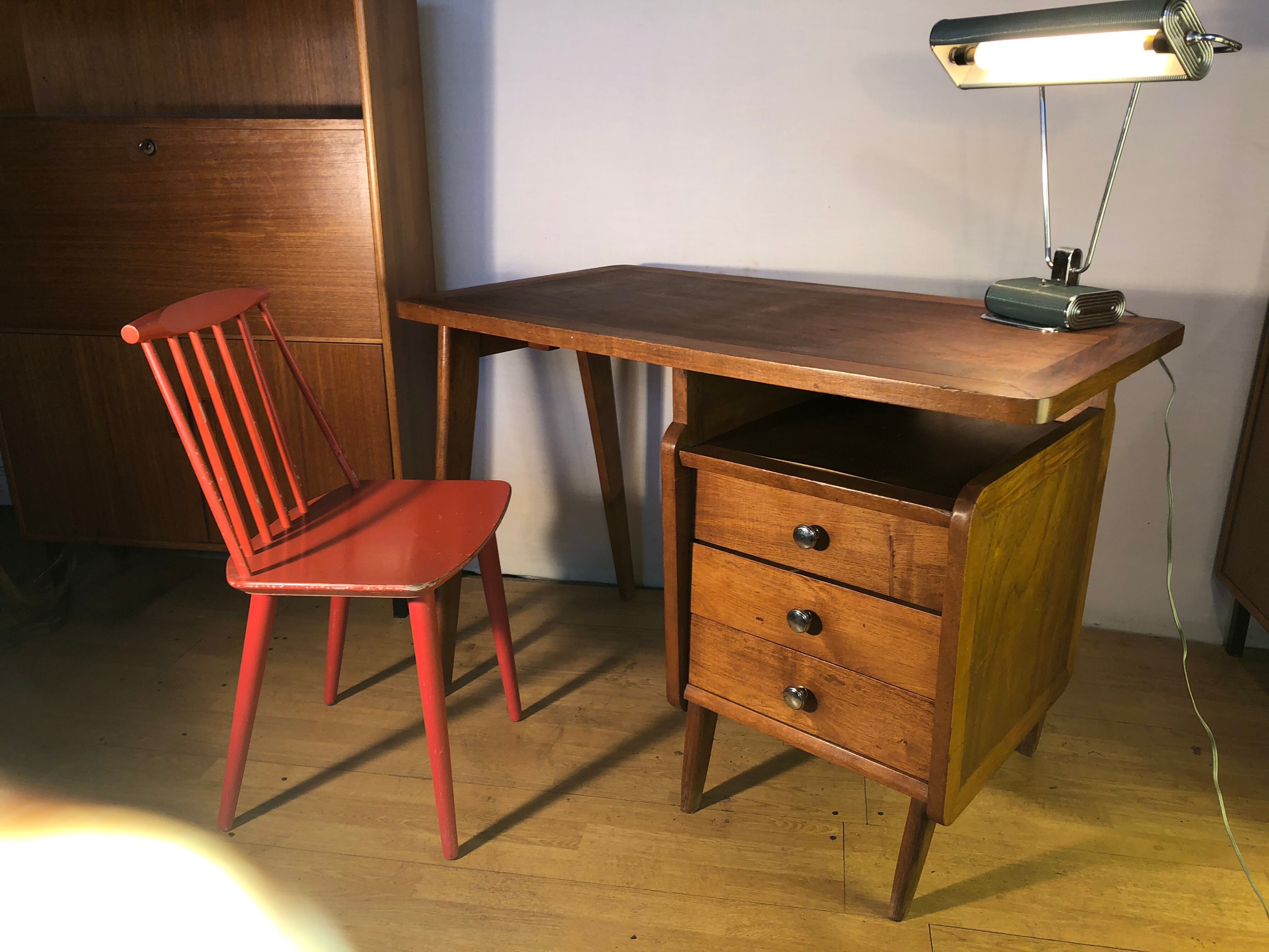 1950 foot compass desk and Scandinavian chair