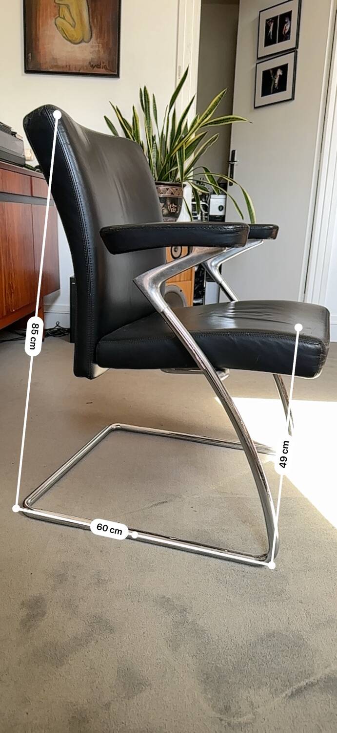 Walter Knoll Dining Chair - armchair / Leather and chrome chair