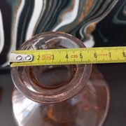 Vintage glass carafe in pink-orange, retro-chic style.