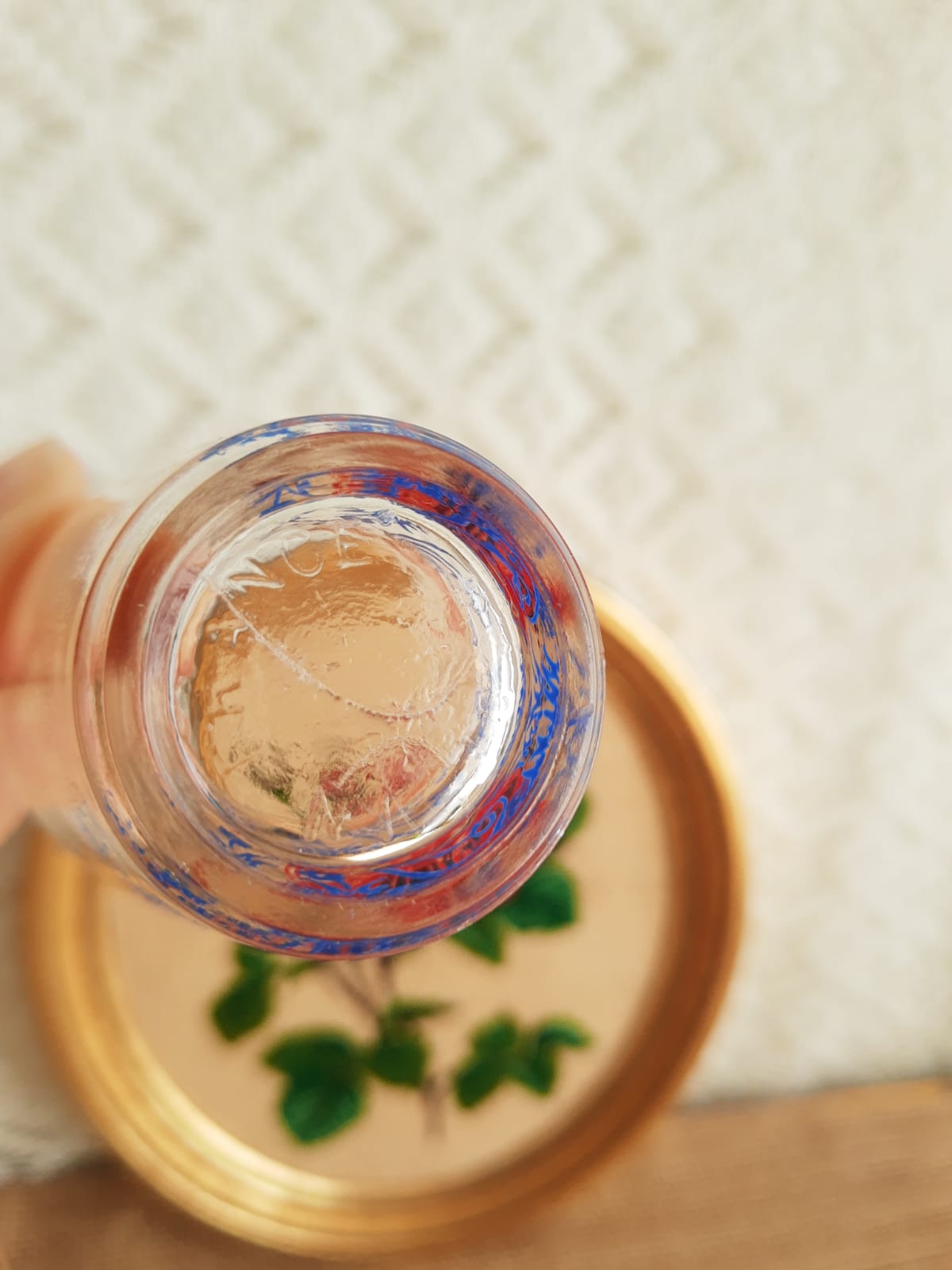 Pitcher and 6 vintage peacock liqueur glasses