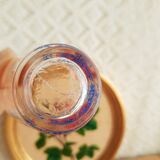 Pitcher and 6 vintage peacock liqueur glasses