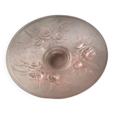 Grande coupe en verre rose signée Frères Muller – 40 cm rareté romantique à souhait