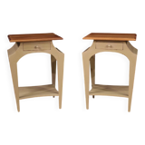 Paire de tables de chevet design peintes des années 80