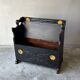 Vintage carved black storage bench – Folk art, early 20th century