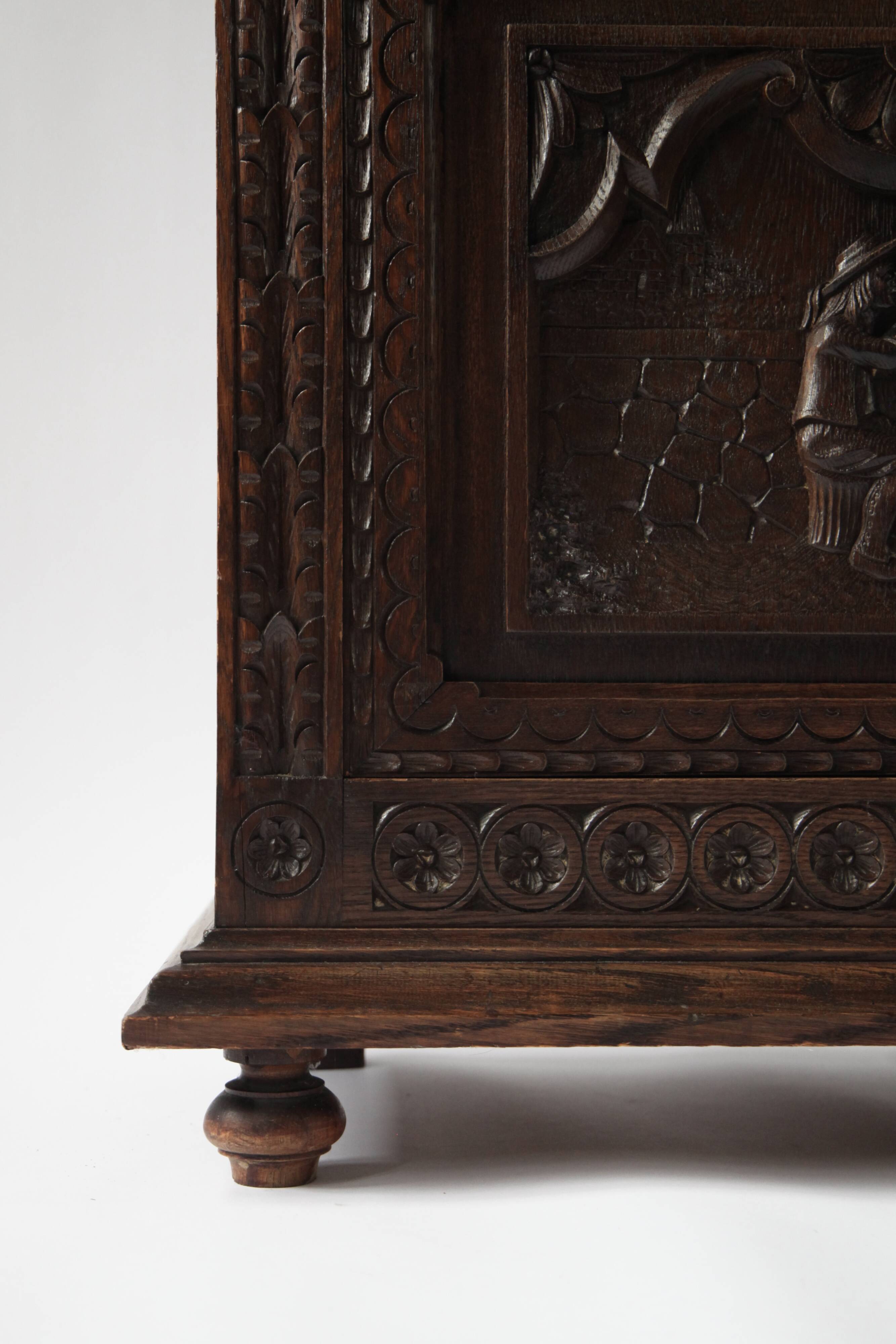 Antique Breton display cabinet in chestnut, France, circa 1880–1890