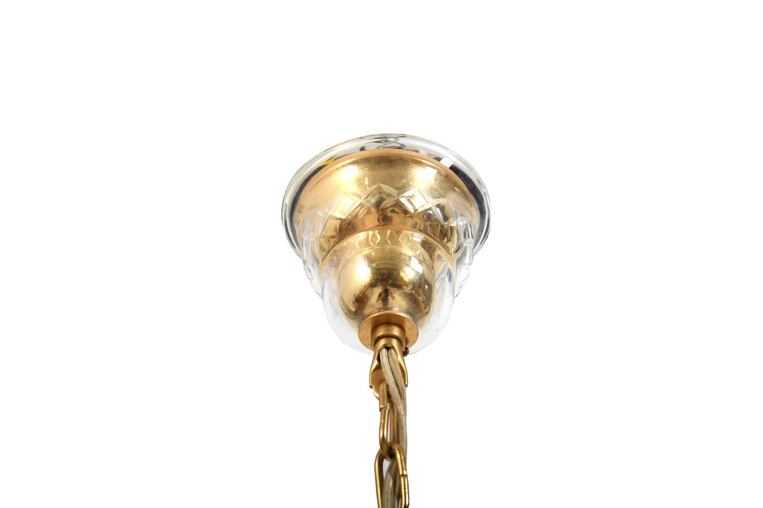 Gilded Brass and Crystal Chandelier by Palwa 1970s