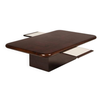 Coffee table model 2315 in parchment and mirrors by Giorgio Tura for Tura, 1980