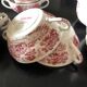 Service à thé anglais en faience rose