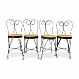 Set of 4 vintage wrought iron chairs from the 1940s.