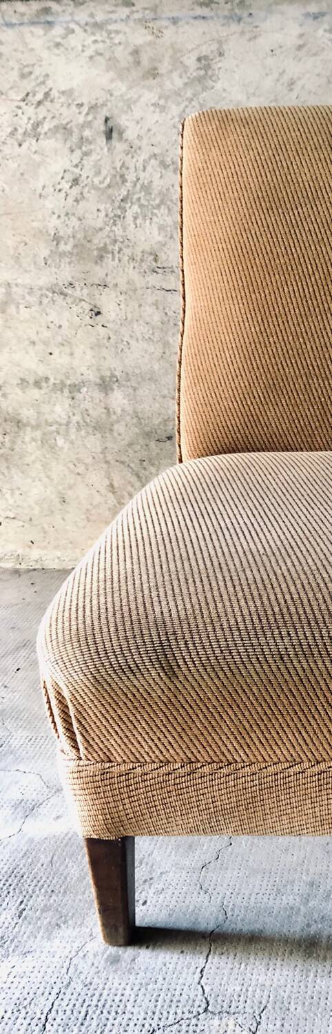 Armchair in wood and beige fabric, France 1940