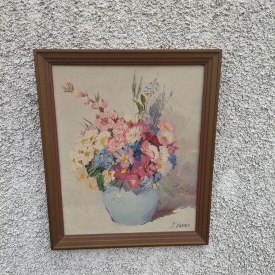 Tableau ancien bouquet de fleurs
