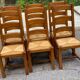 Set of 6 rustic solid oak chairs with straw seats — Very good condition