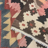 Traditional afghan kilim rug oriental pink green wool rug 100x279cm