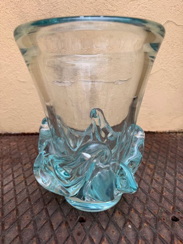 Gros vase daum Nancy croix de lorraine bleu modèle Sorcy 1930