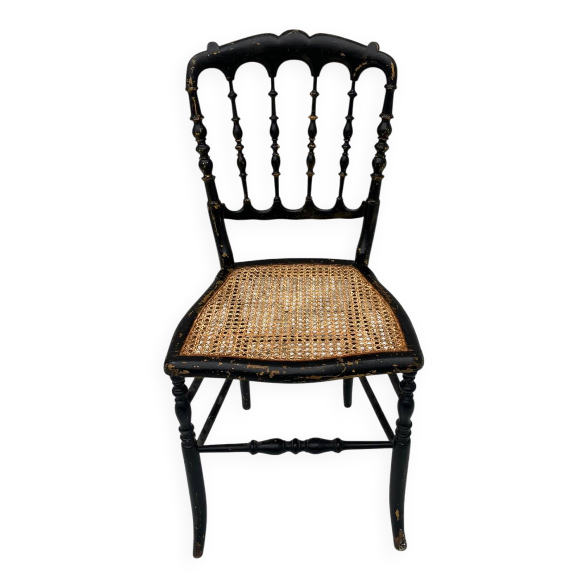 Napoleon III chair in blackened wood and cane