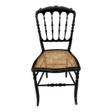 Napoleon III chair in blackened wood and cane