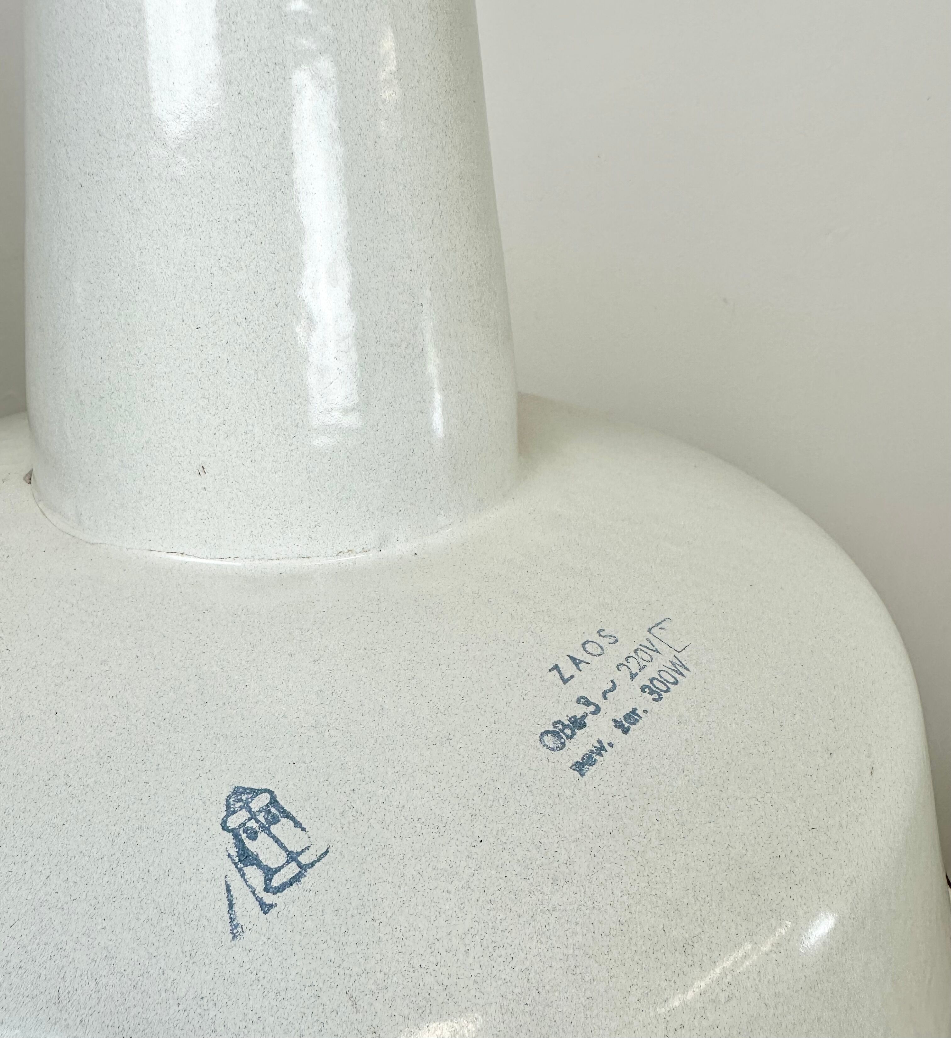 Industrial white enamel factory pendant lamp from zaos, 1960s
