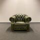 Handcrafted Chesterfield Club Armchair in Earthy Green Tone
