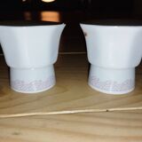 Pair of antique glass egg cups – Floral & insect decoration – Po