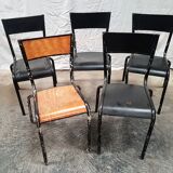 5 anciennes chaises d'ecole vintage