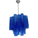 Contemporary blue "tronchi" murano glass sputnik chandelier