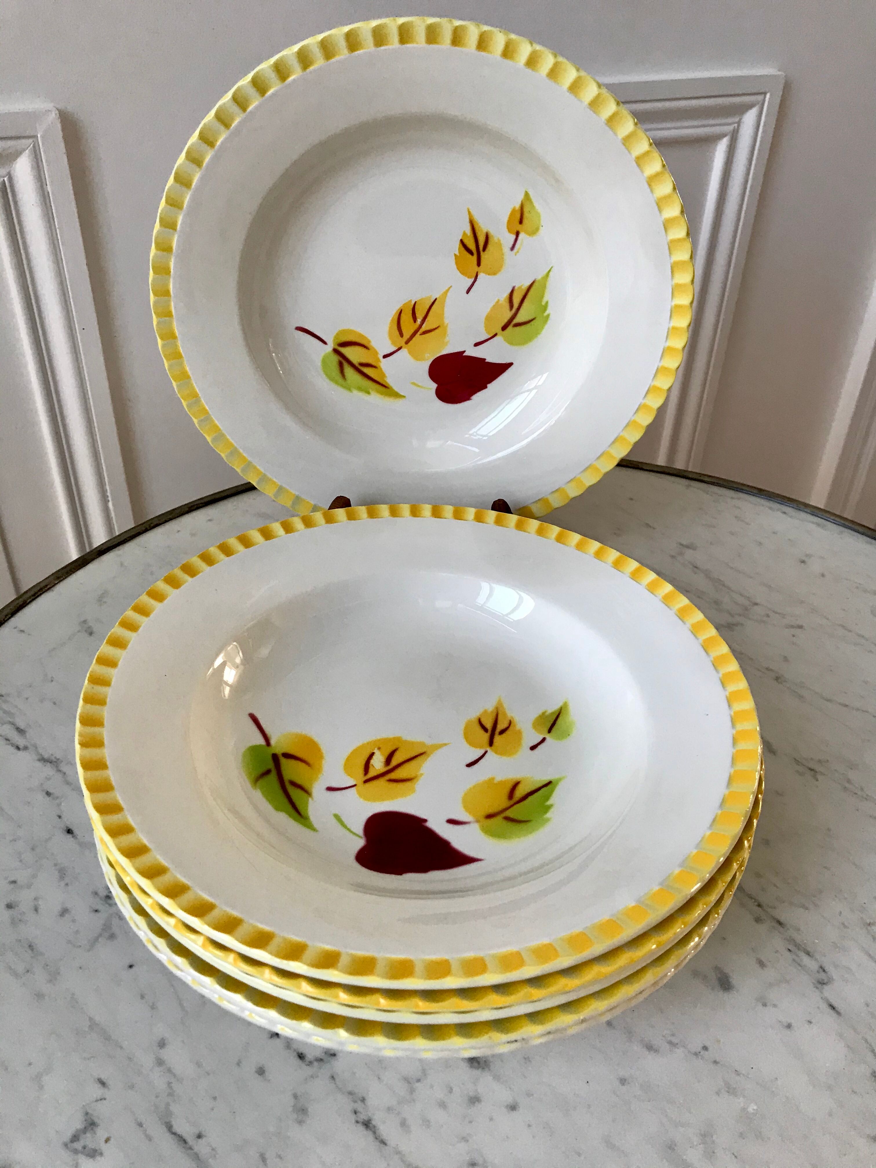 Lot of 6 hollow plates Digoin Sarreguemines model "Alouette" years 30-40