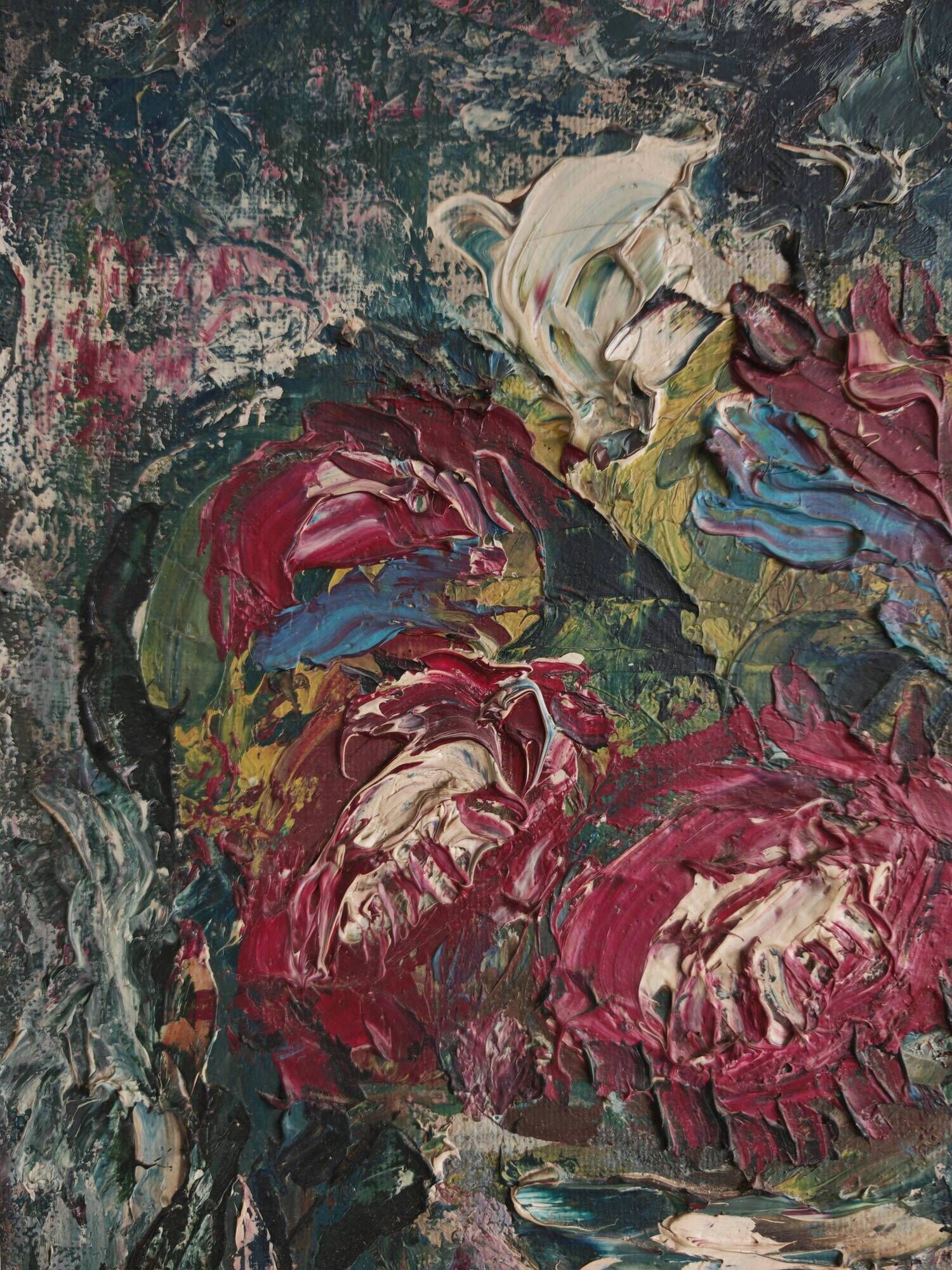Modernist oil painting on canvas "Flowers" by Branislava Modelska-Jovanovic