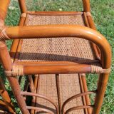 Bamboo and rattan bedside table pair
