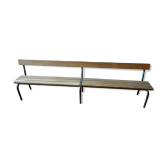 Banc école métal et bois 1960
