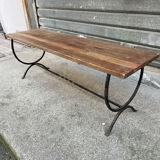 Rustic oak wrought iron bench