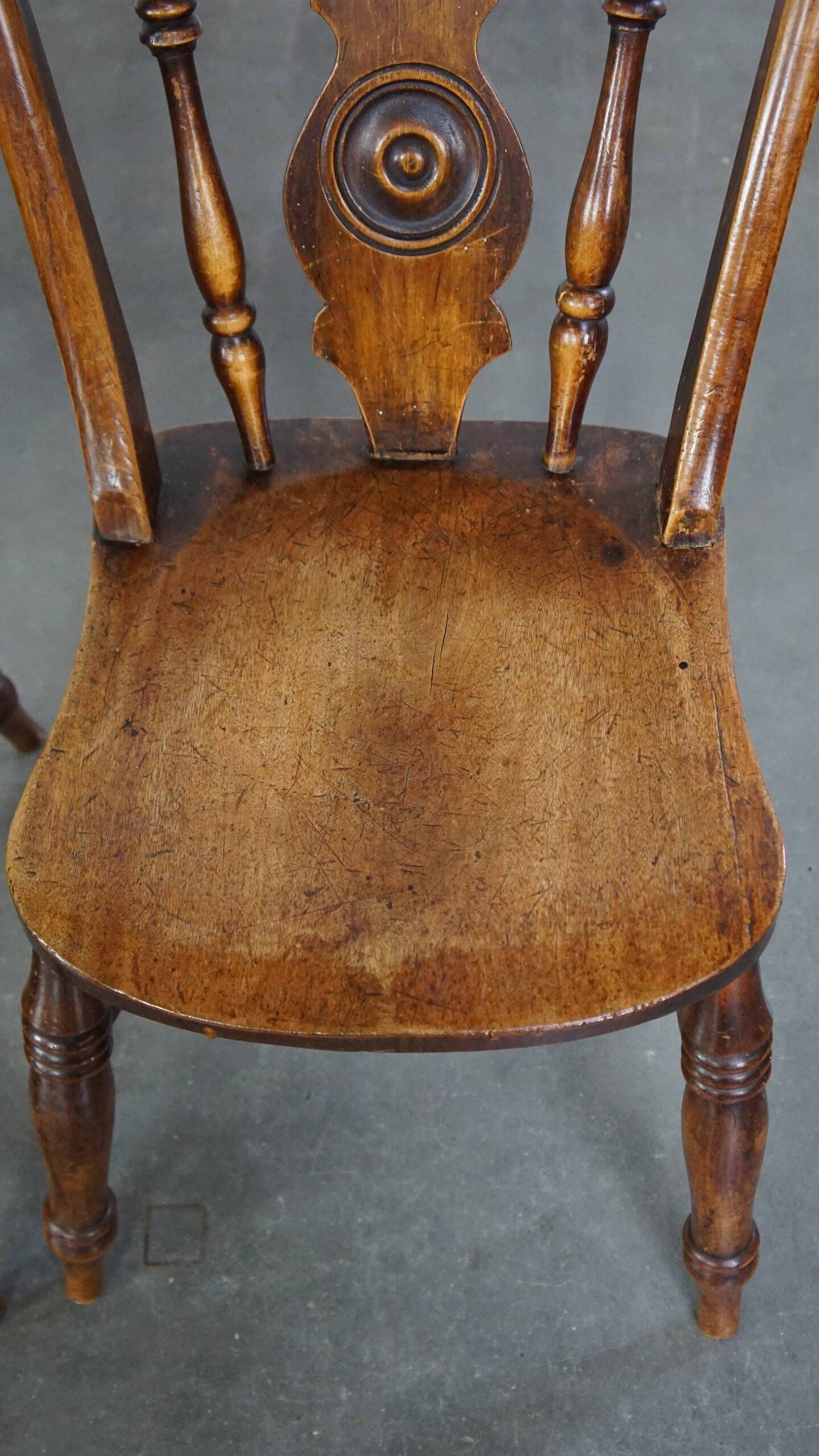 Antique set of 4 wooden dining chairs from the 19th century