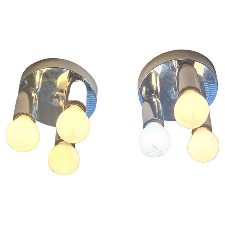Set of Two Wall Lamps, Flush Mount, Sputnik, Space Age, Italy, 1970s