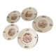 Suite of 9 flat plates in iron earth model burgundy longchamp decor hunting