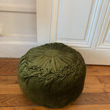 Olive green velvet pouf