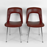 Pair of chairs in chrome and skaï, circa 1960