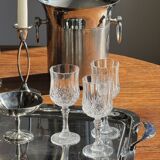 Set of 6 small crystal glasses with diamond points H14.5