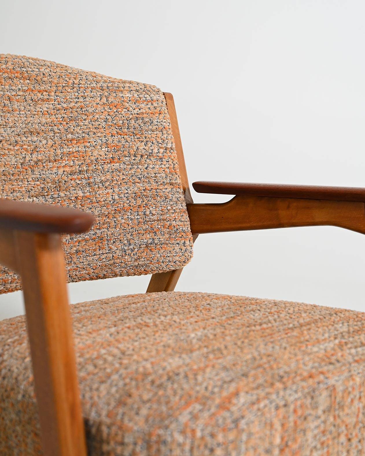Fauteuil en hêtre scandinave et teck, années 1960