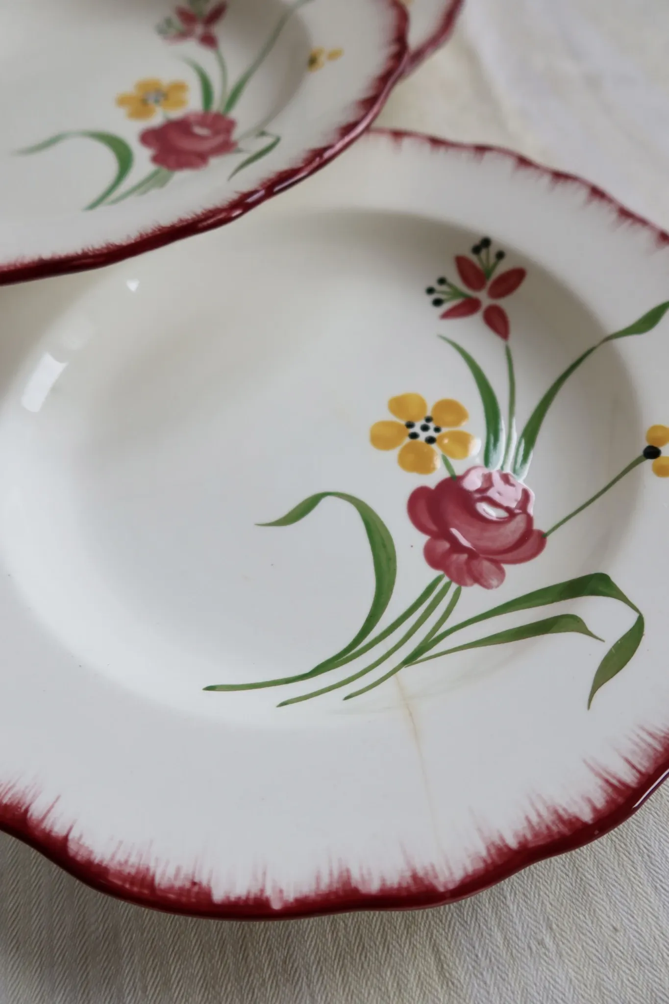 4 vintage deep plates, ironstone Salins model Pierrette