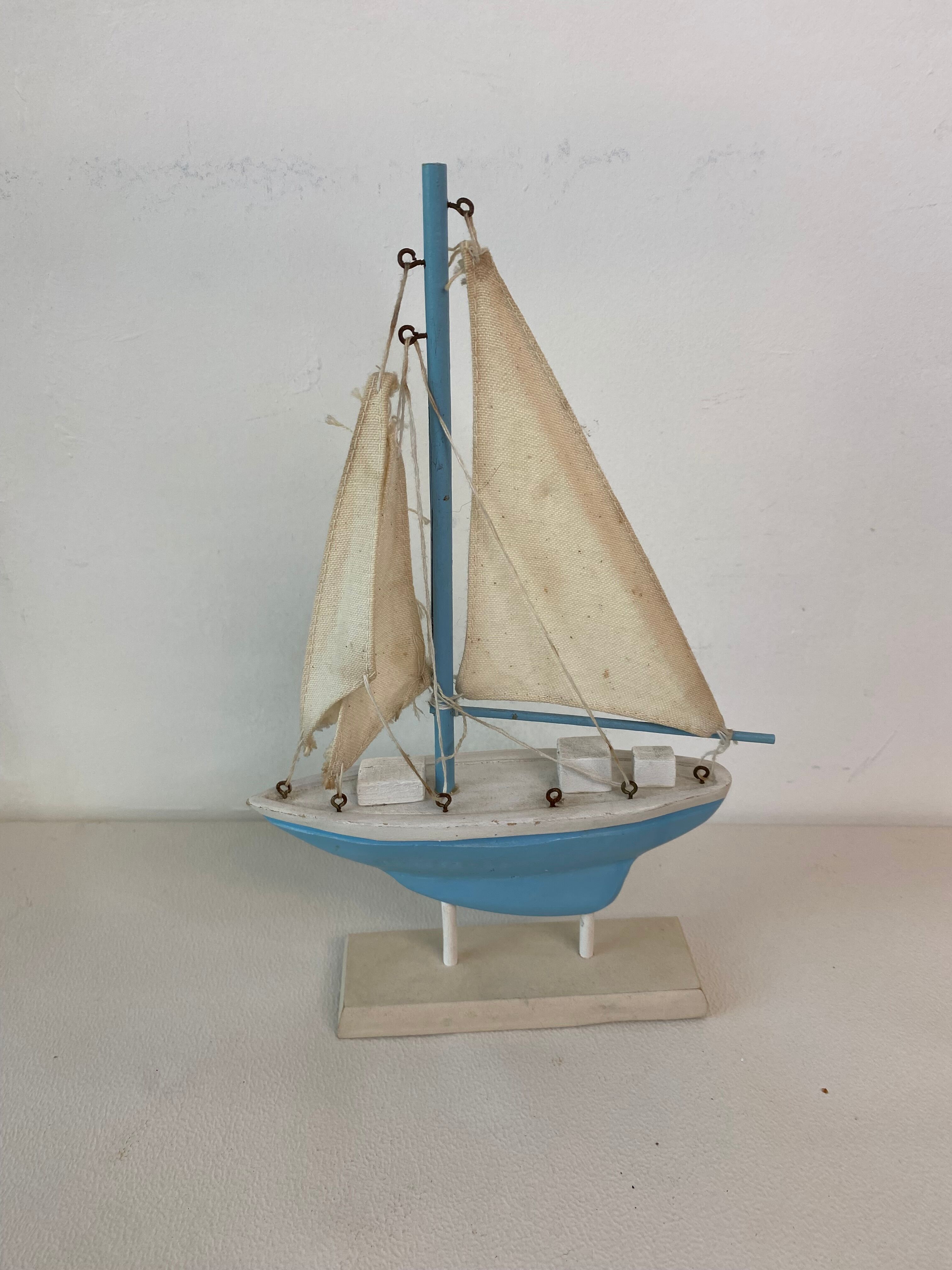 Blue and white boat
