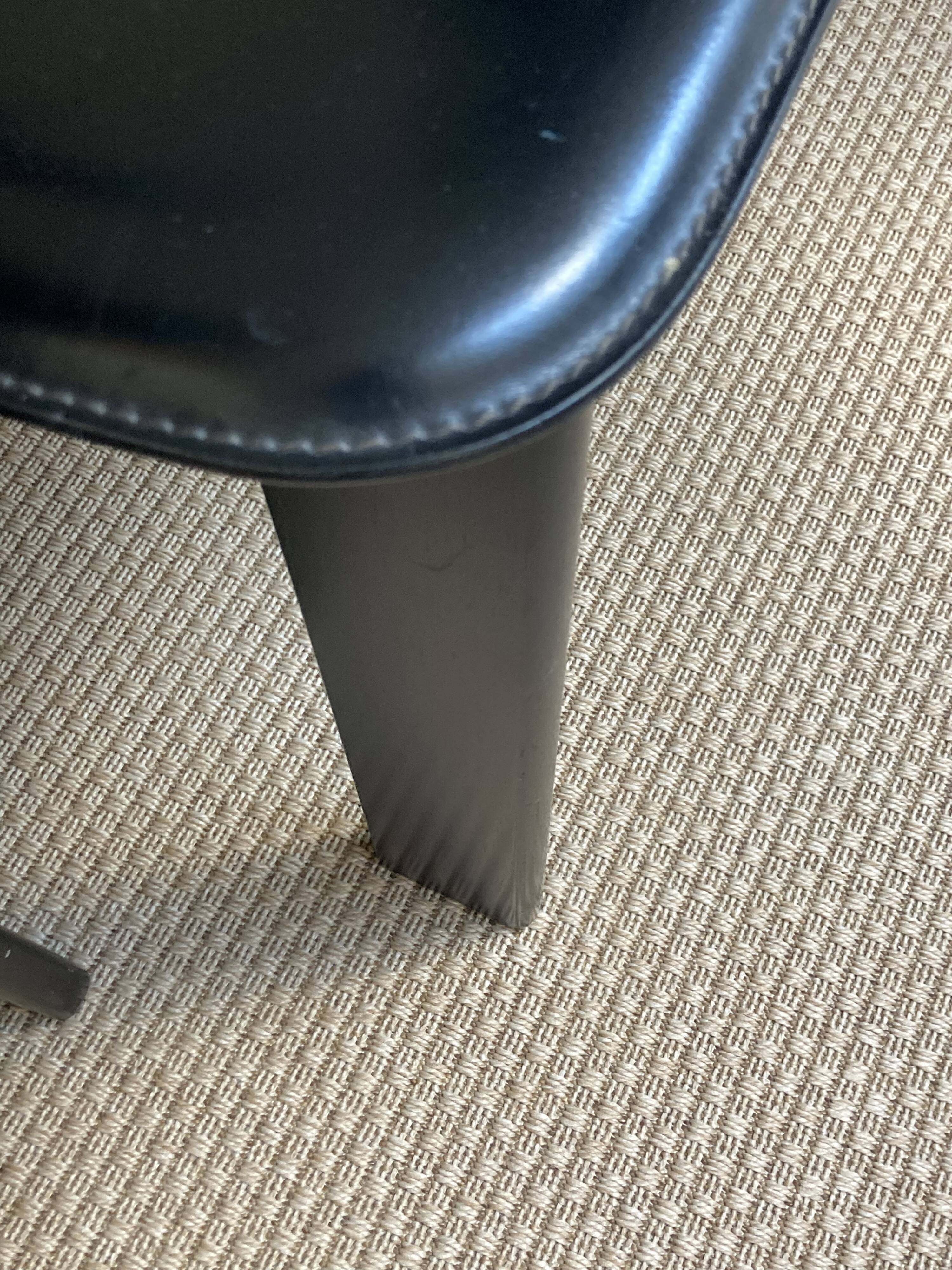 Set of 4 chairs black leather Pietro Constantini Italy 1970