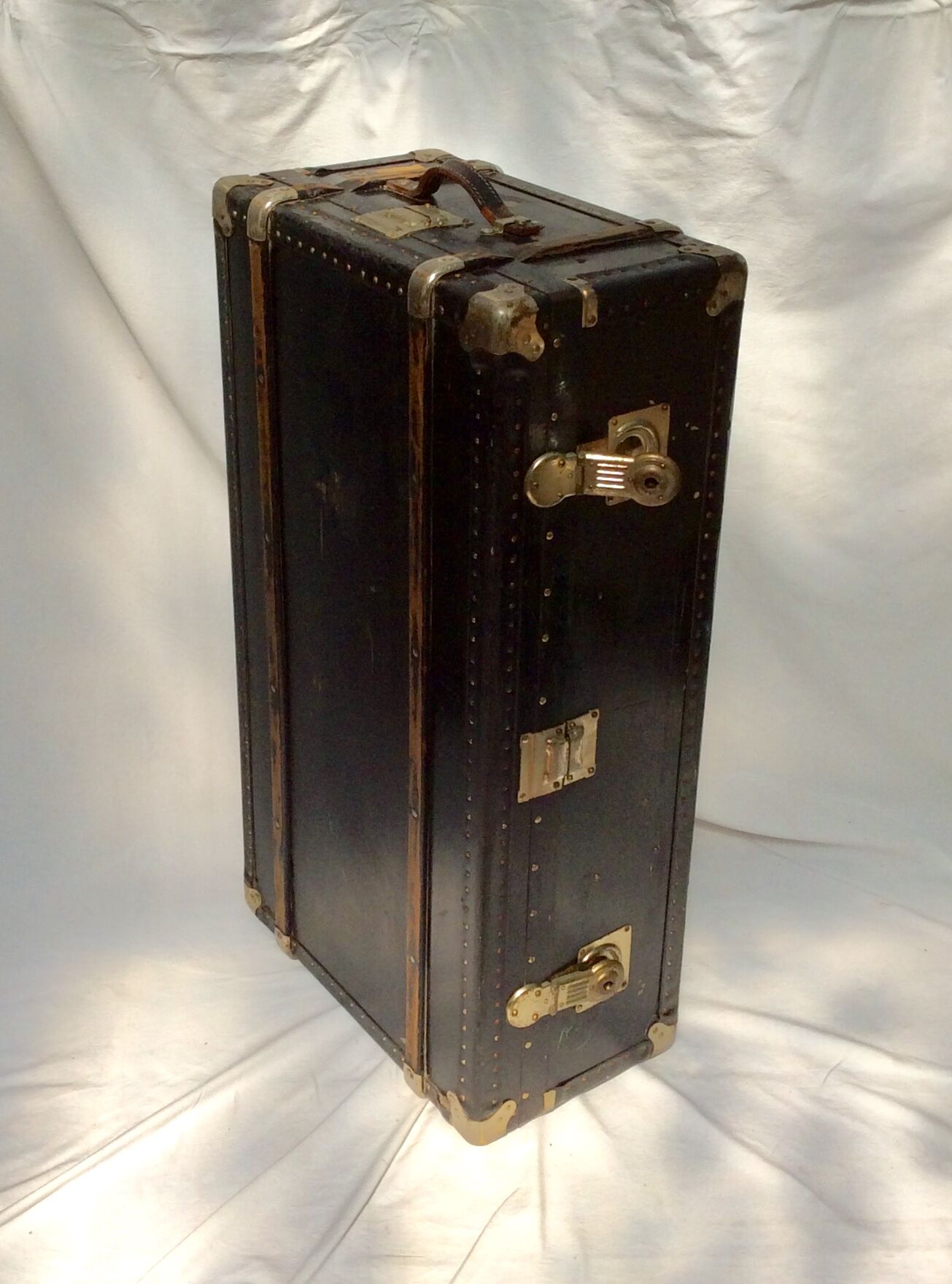 Old wooden and leather trunk