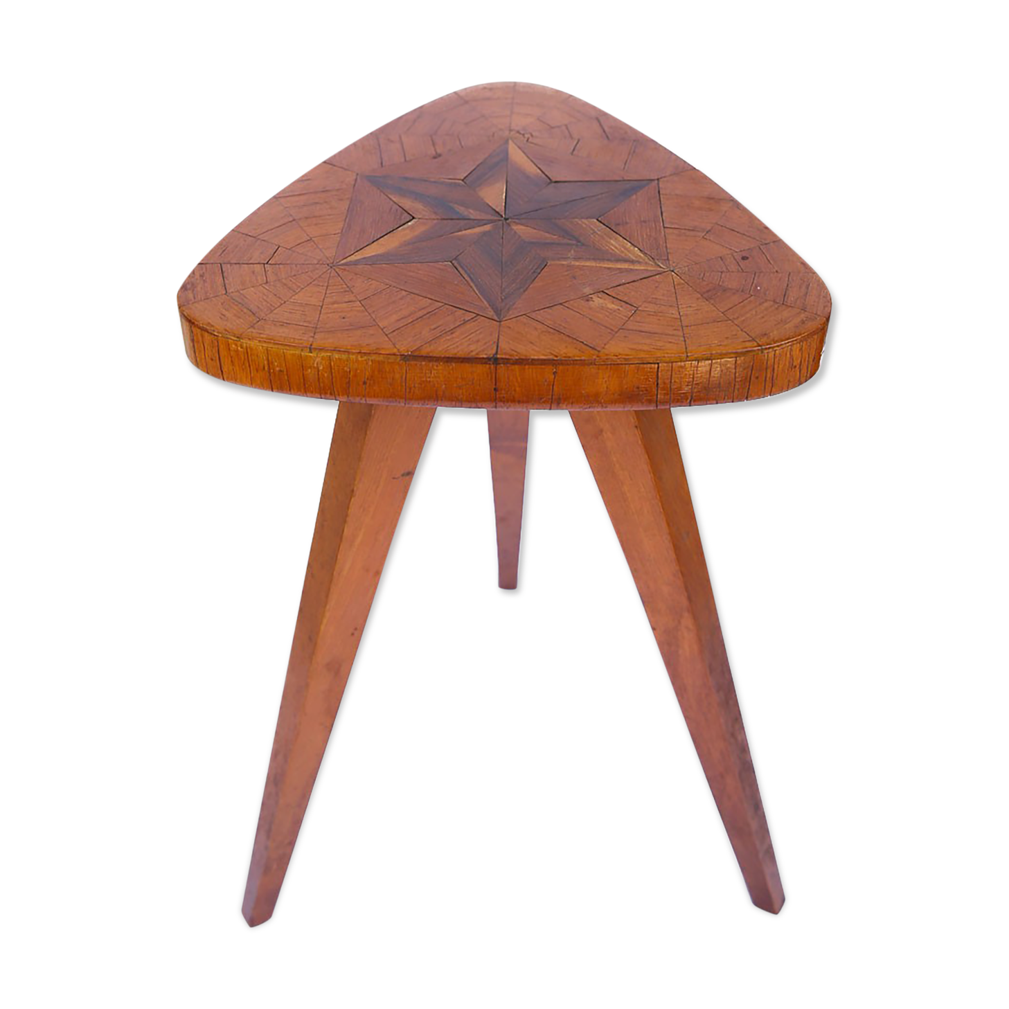 Bout de canapé tripode à la marqueterie étoile de style scandinave