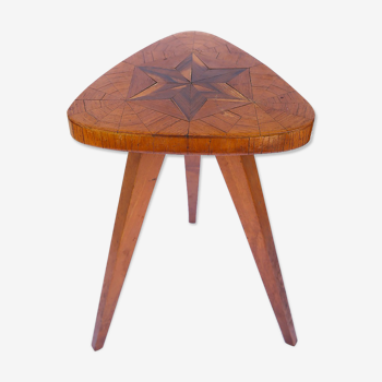 Tripod sofa end with Scandinavian style star marquetry