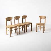 Set of 4 pine dining chairs attributed to Rainer Daumiller, Denmark, 1970s