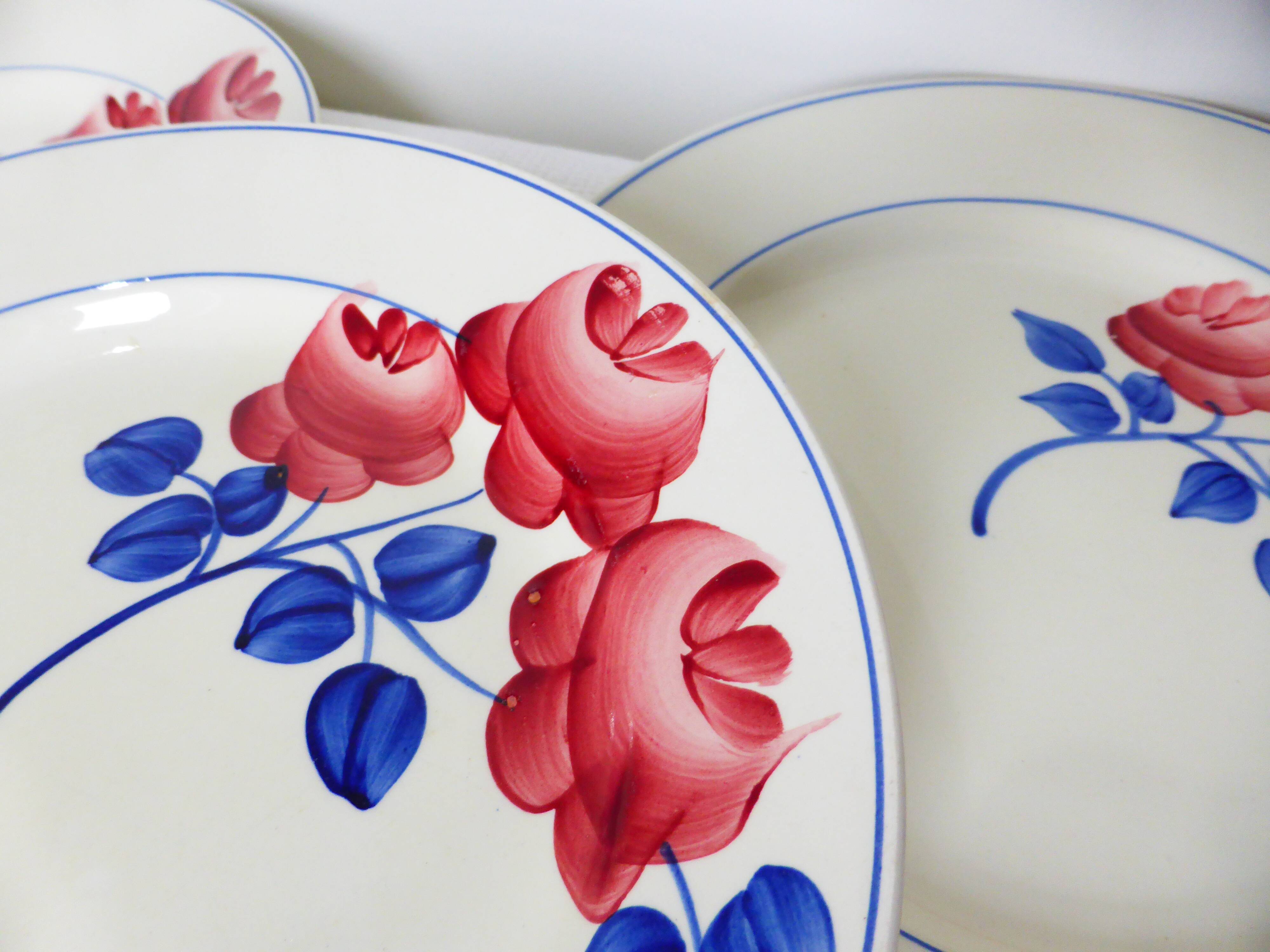 4 flat plates vintage HBCM model Rose Rouge 210358
