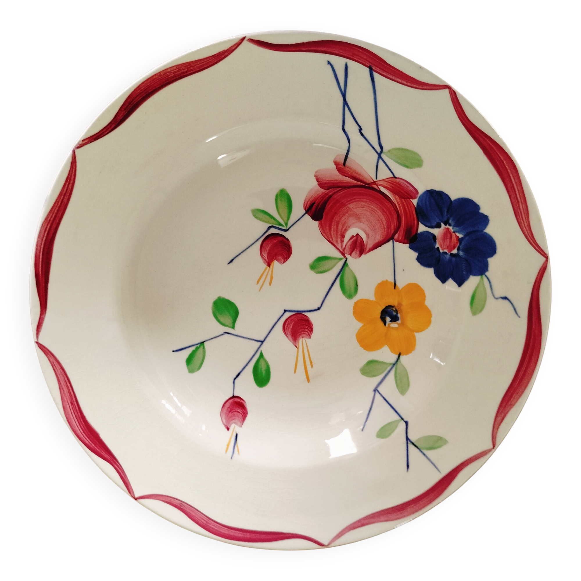 Lot de 10 assiettes plates Gien décor floral