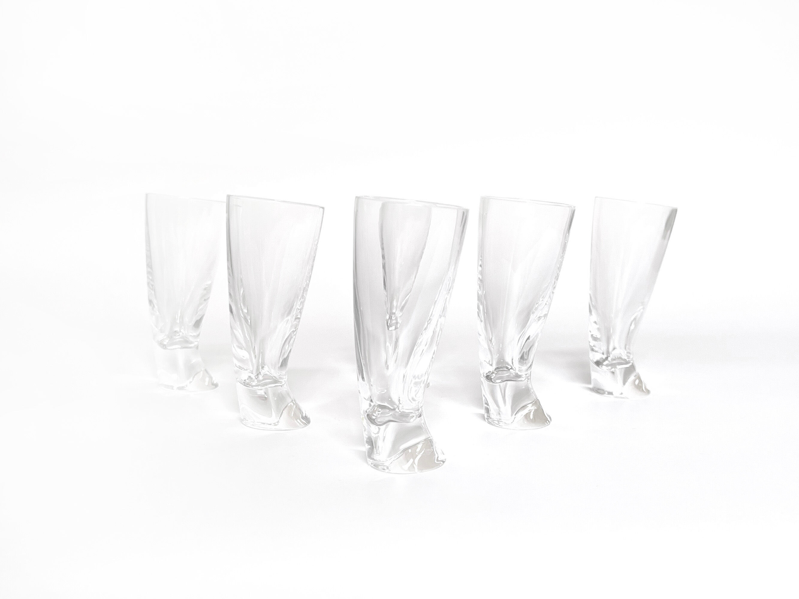 6  verres à shot angelo mangiarotti pour cristalleria colle 1991