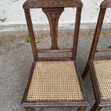 2 solid wood caned art deco dining room chairs