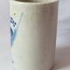 Antique cylindrical Bitong vase, cracked blue and white ceramic, China, late 19th century.
